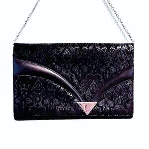 Gianfranco Lotti Damask and Leather Vintage Shoulder Clutch Bag